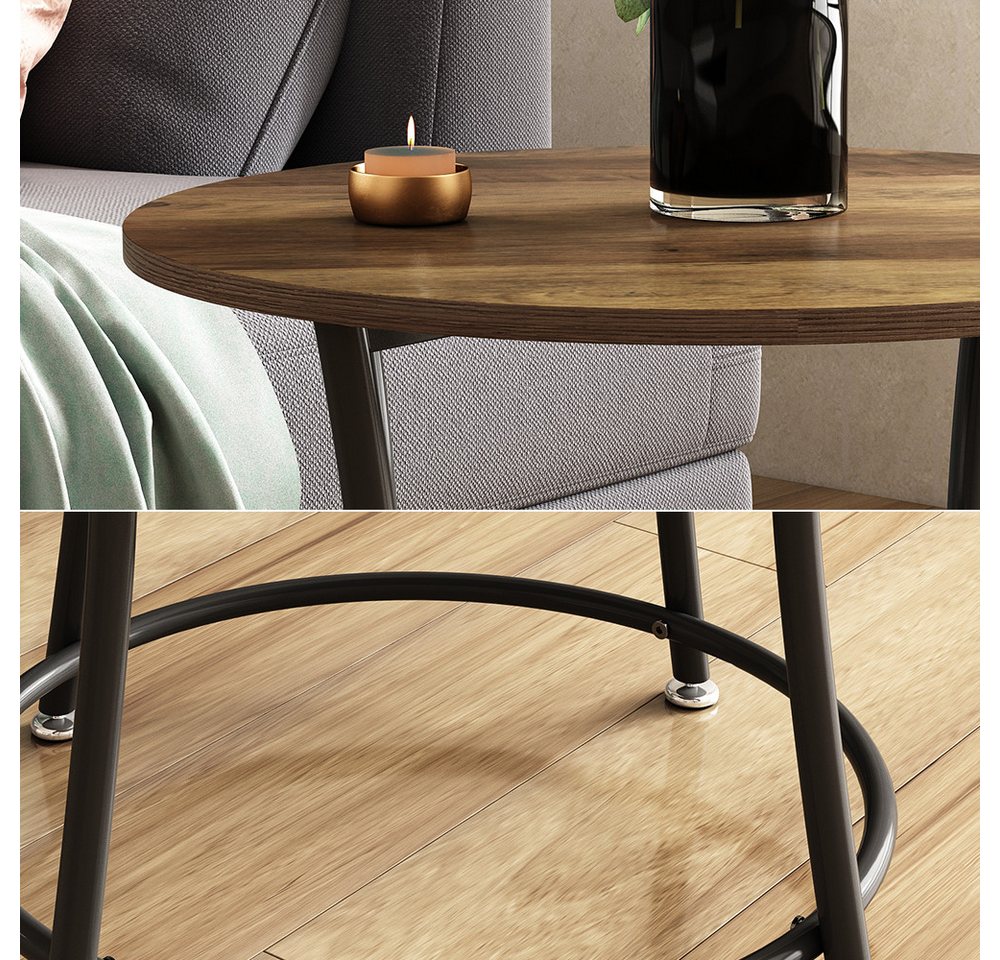 Vicco Couchtisch Quebec, Eiche rustikal, 50 x 50 cm mit Ablage (1-St) – Bild 5 von 5