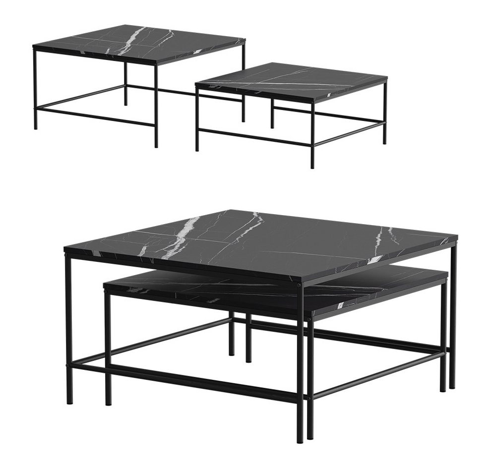 Vicco Couchtisch Ramio, Schwarz/Schwarz, 80 x 80 cm 2 Teile (2-St) – Bild 5 von 5