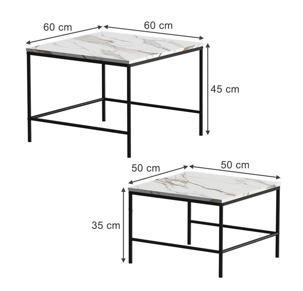 Vicco Couchtisch Ramio, Weiß/Schwarz, 60 x 60 cm 2 Teile (2-St) – Bild 3 von 5