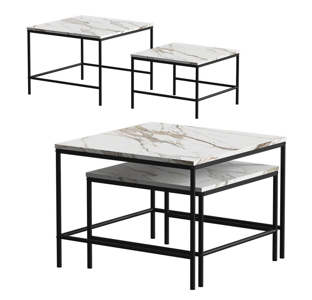 Vicco Couchtisch Ramio, Weiß/Schwarz, 60 x 60 cm 2 Teile (2-St) – Bild 5 von 5