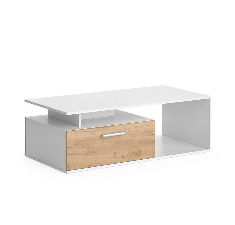 Vicco Couchtisch Roland, Weiß/Goldkraft Eiche, 118 x 59 cm (1-St) – Bild 2 von 5