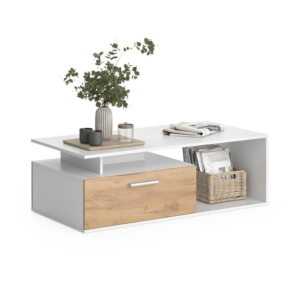 Vicco Couchtisch Roland, Weiß/Goldkraft Eiche, 118 x 59 cm (1-St) – Bild 5 von 5