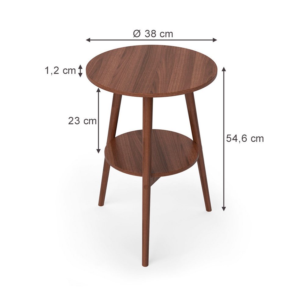 Vicco Couchtisch Rondal, Nussbaum, 38 x 38 cm (1-St) – Bild 3 von 5