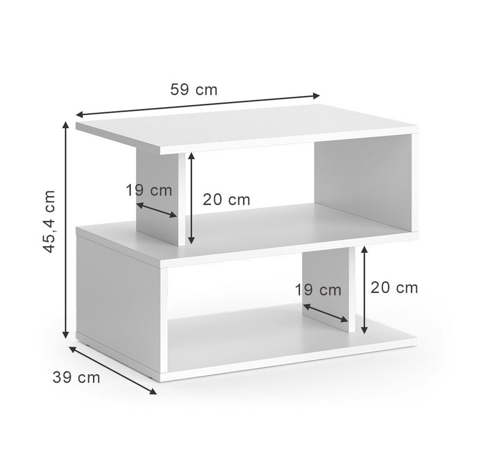Vicco Couchtisch Shelby, Weiß, 59 x 39 cm (1-St) – Bild 4 von 5