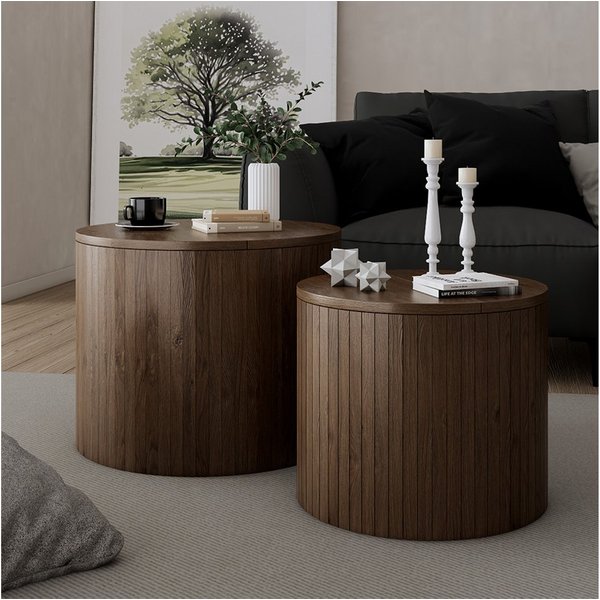 Vicco Couchtisch Tavilo, Walnuss, 48 x 48 cm 2 Teile (2-St)