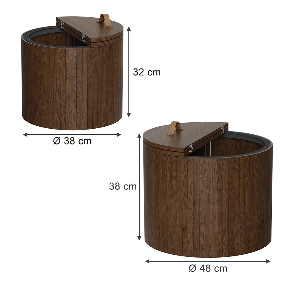 Vicco Couchtisch Tavilo, Walnuss, 48 x 48 cm 2 Teile (2-St) – Bild 3 von 5