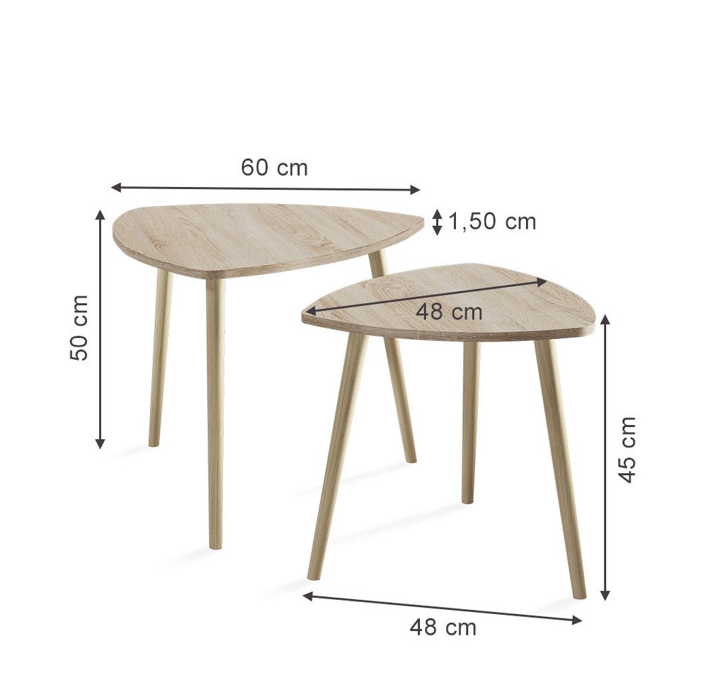 Vicco Couchtisch Twino, Sonoma, 60 x 50 cm 2er Set (1-St) – Bild 3 von 5