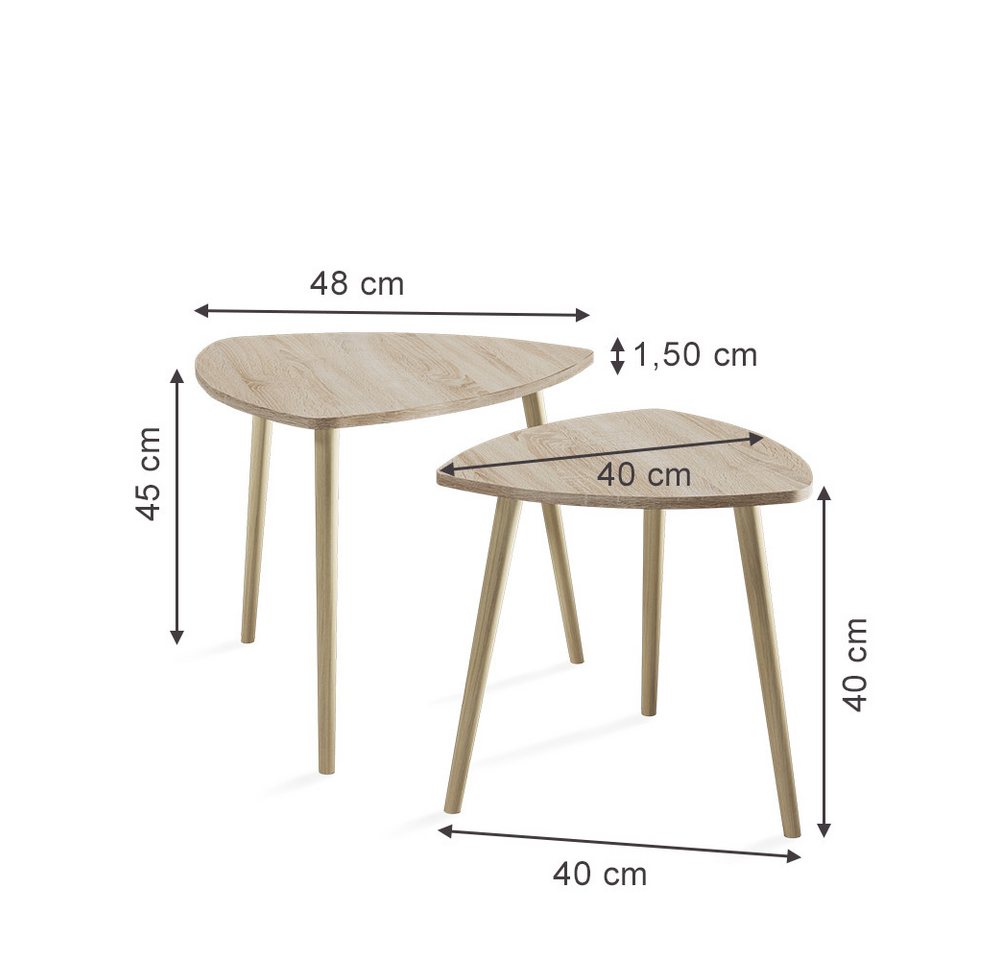 Vicco Couchtisch Twino, Sonoma, 48 x 45 cm 2er Set (1-St) – Bild 3 von 5
