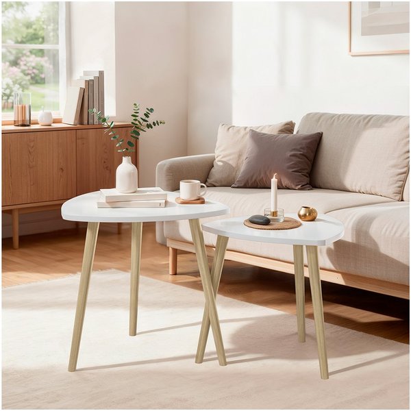 Vicco Couchtisch Twino, Weiß/Sonoma, 48 x 45 cm 2er Set (1-St)