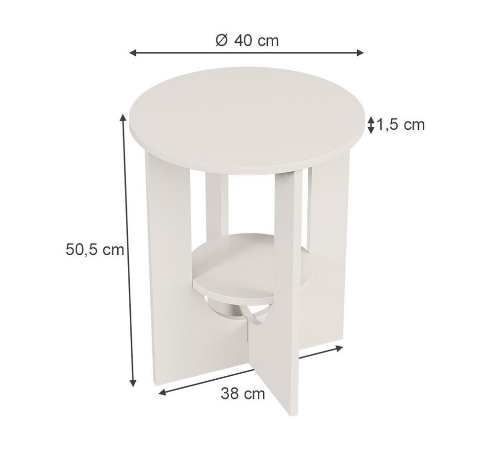 Vicco Couchtisch Vareo, Weiß, 40 x 40 cm (1-St) – Bild 3 von 5