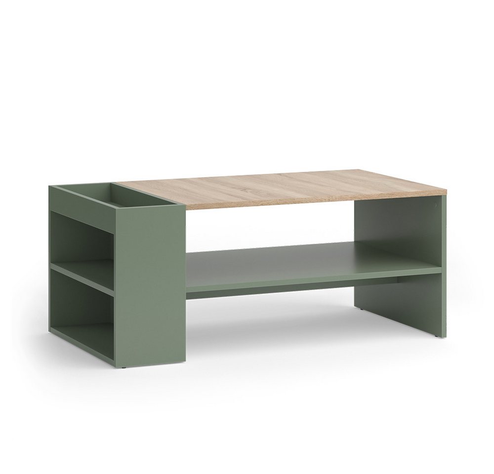 Vicco Couchtisch Wido, Grün/Sonoma, 100 x 55 cm mit Regalen (1-St) – Bild 2 von 5