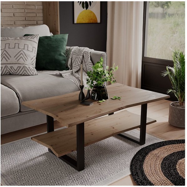 Vicco Couchtisch Yan, Artisan, 100 x 60 cm, mit Regal (1-St)