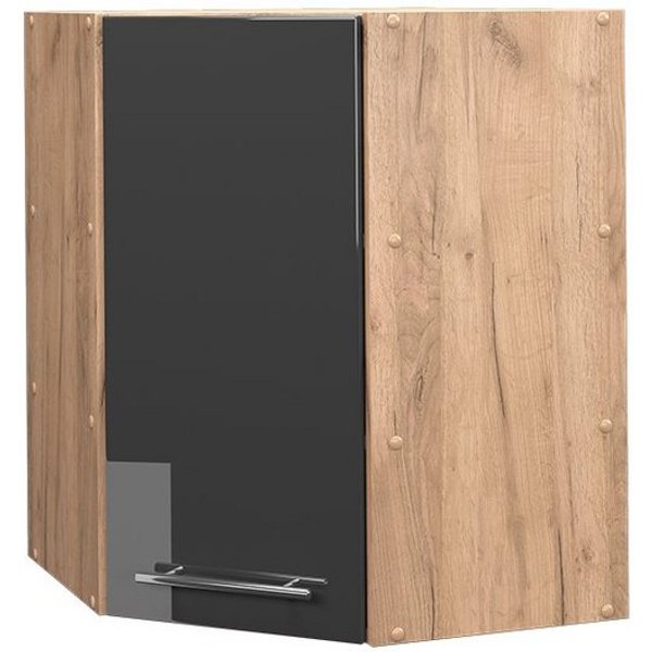 Vicco Eckhängeschrank Fame-Line, Anthrazit Hochglanz/Goldkraft Eiche, 57 cm (1-St., 1 Hängeschrank) Eckhängeschrank