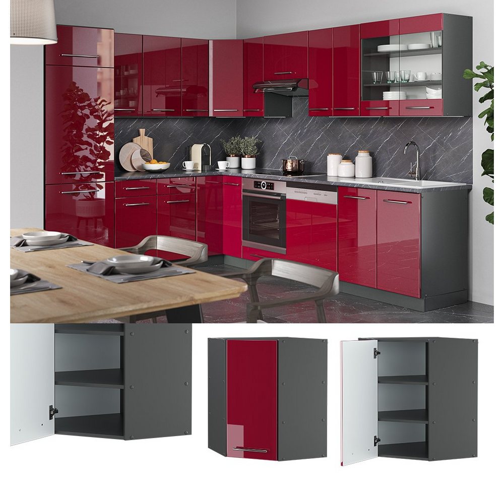 Vicco Eckhängeschrank Fame-Line, Bordeaux Hochglanz/Anthrazit, 57 cm (1-St., 1 Hängeschrank) Eckhängeschrank – Bild 2 von 5