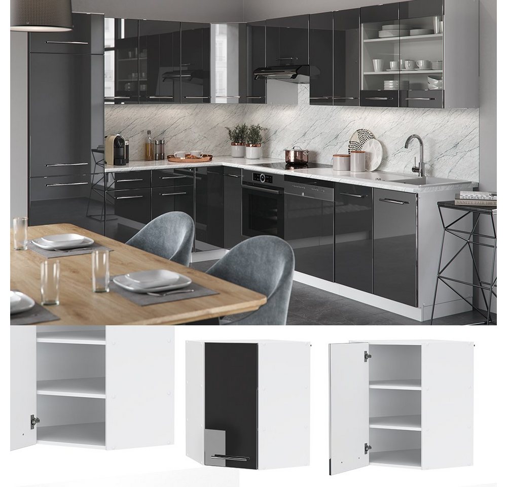 Vicco Eckhängeschrank Fame-Line, Anthrazit Hochglanz/Weiß, 57 cm (1-St) – Bild 2 von 5