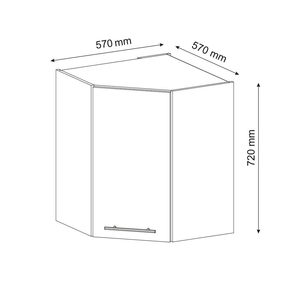 Vicco Eckhängeschrank Fame-Line, Weiß Landhaus/Weiß, 57 cm (1-St., 1 Hängeschrank) Eckhängeschrank – Bild 3 von 5