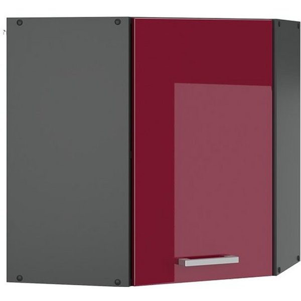 Vicco Eckhängeschrank R-Line, Rot Hochglanz/Anthrazit, 57 cm (1-St., 1 Hängeschrank) Eckhängeschrank