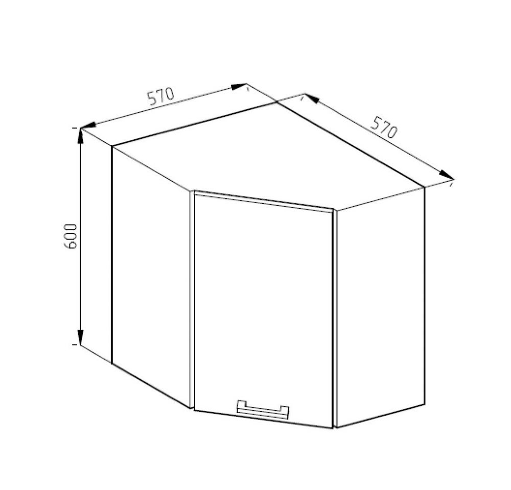 Vicco Eckhängeschrank R-Line, Weiß Landhaus/Weiß, 57 cm (1-St., 1 Hängeschrank) Eckhängeschrank – Bild 3 von 5