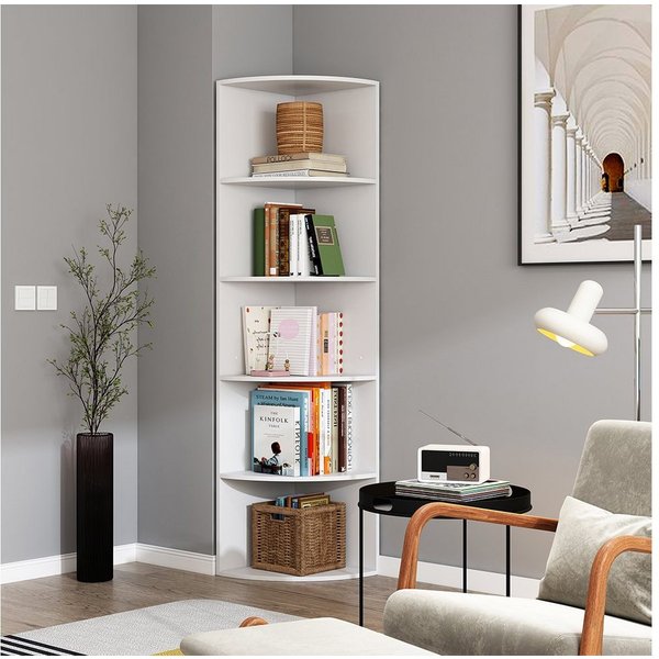 Vicco Eckregal Fabienne, Weiß/Weiß, 40 x 180 cm mit 5 Fächern, 1-tlg.