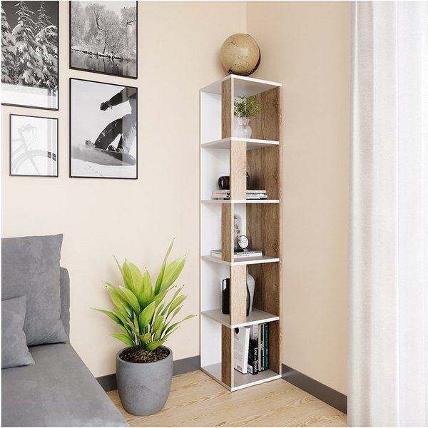 Vicco Eckregal Lio, Weiß/Sonoma, 33.3 x 162.2 cm, 1-tlg.