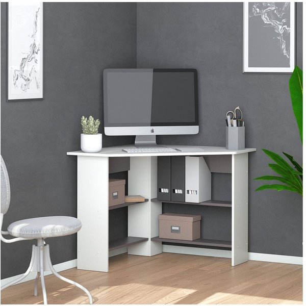 Vicco Eckschreibtisch Arion, Weiß/Anthrazit, 90 x 90 cm (1-St)