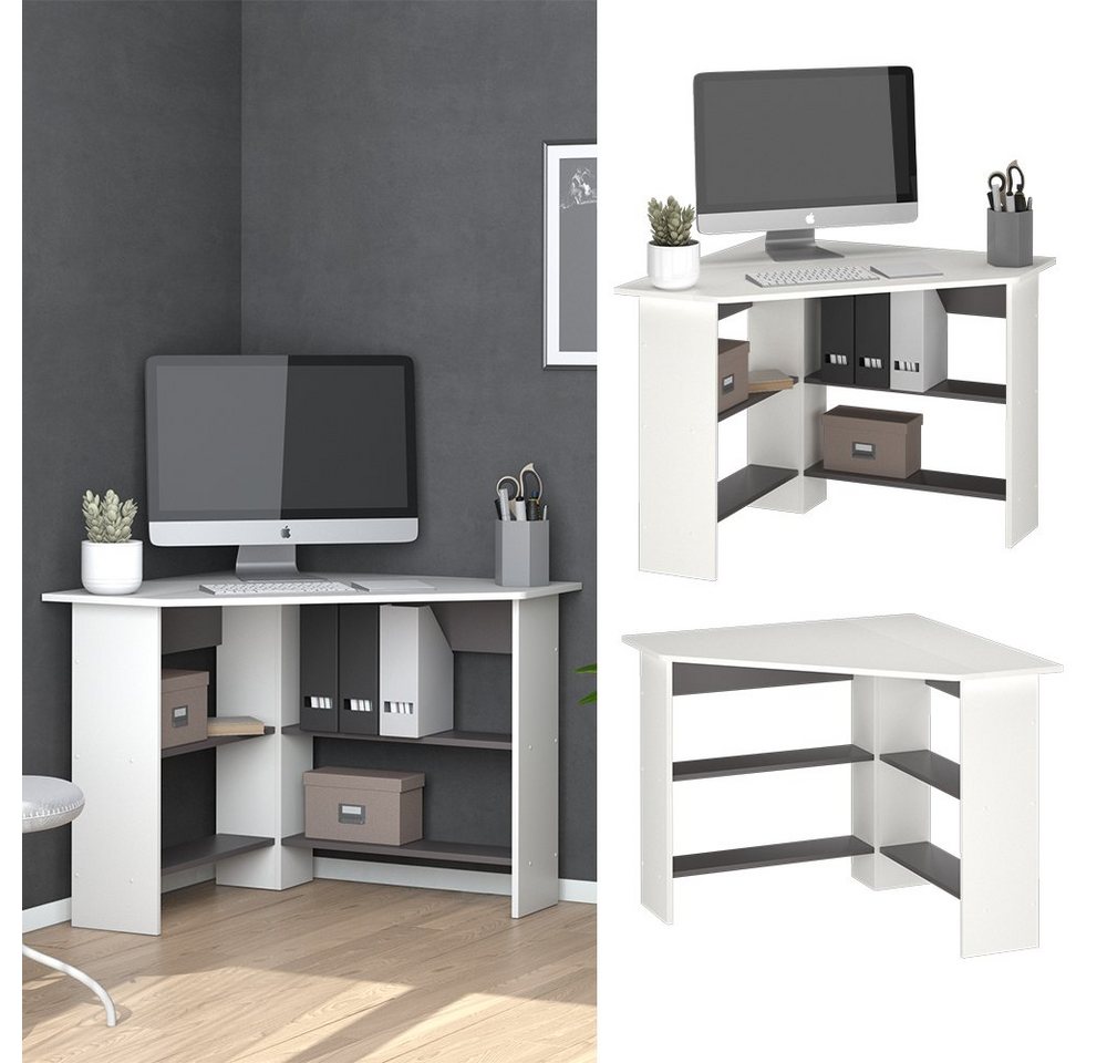 Vicco Eckschreibtisch Arion, Weiß/Anthrazit, 90 x 90 cm (1-St) – Bild 3 von 5