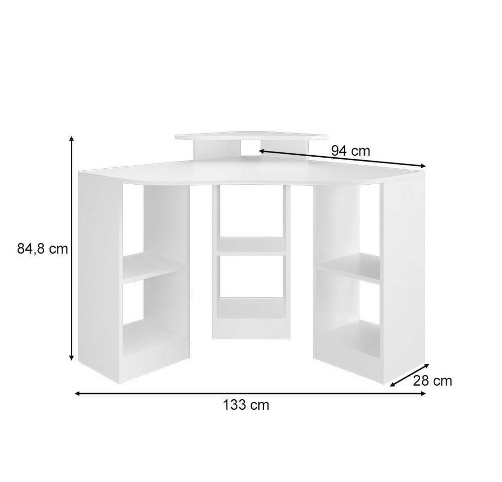 Vicco Eckschreibtisch Artur, Weiß, 94 x 94 cm (1-St) – Bild 4 von 5