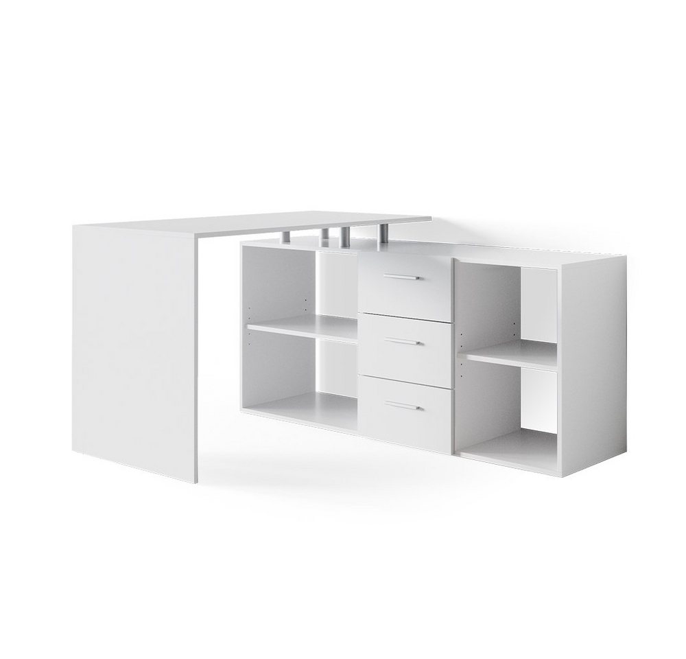 Vicco Eckschreibtisch Dante, Weiß, 145 x 120 cm (1-St) – Bild 2 von 5