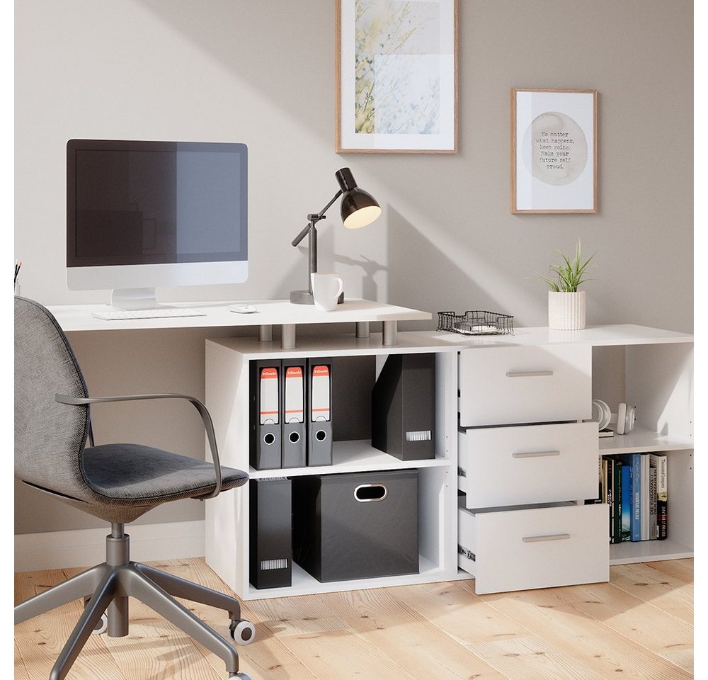 Vicco Eckschreibtisch Dante, Weiß, 145 x 120 cm (1-St) – Bild 5 von 5