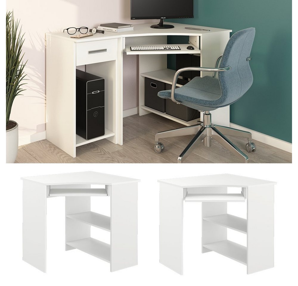 Vicco Eckschreibtisch Odin, Weiß, 83 x 76 cm (1-St) – Bild 3 von 5