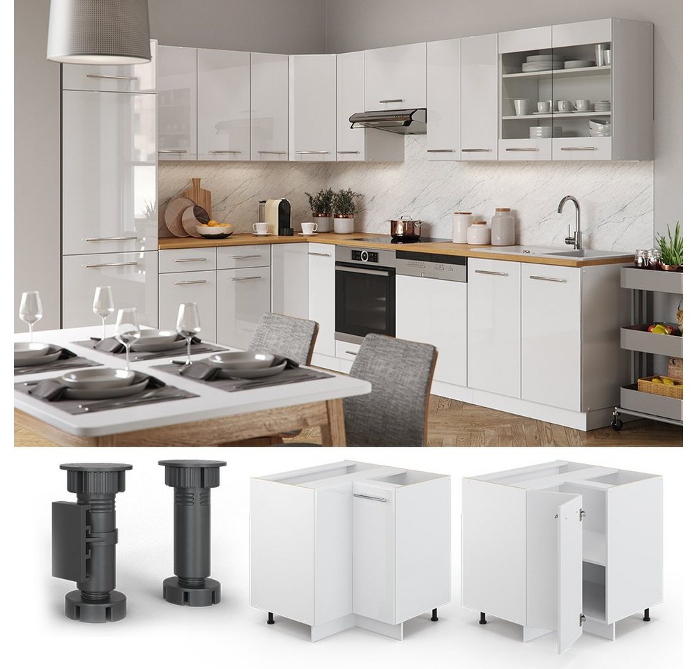 Vicco Eckunterschrank Fame-Line, Weiß Hochglanz/Weiß, 80.5 cm ohne Arbeitsplatte (1-St) – Bild 4 von 5