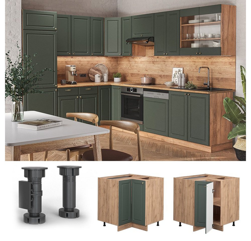 Vicco Eckunterschrank Fame-Line, Grün-Gold Landhaus/Eiche, 80.5 cm ohne Arbeitsplatte (1-St) – Bild 4 von 5