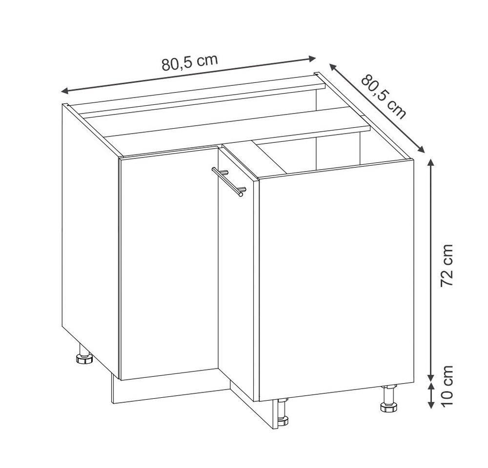 Vicco Eckunterschrank Fame-Line, Anthrazit Hochglanz/Anthrazit, 80.5 cm ohne Arbeitsplatte (1-St) – Bild 2 von 5