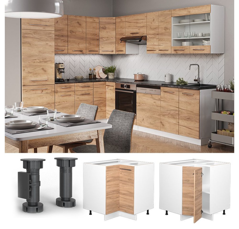 Vicco Eckunterschrank Fame-Line, Goldkraft Eiche/Weiß, 80.5 cm ohne Arbeitsplatte (1-St) – Bild 4 von 5