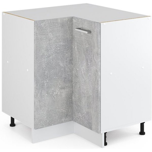 Vicco Eckunterschrank R-Line, Beton/Weiß, 75.6 cm ohne Arbeitsplatte (1-St)