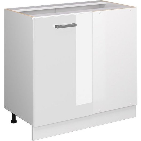Vicco Eckunterschrank R-Line, Weiß Hochglanz/Weiß, 86 cm ohne Arbeitsplatte (1-St)