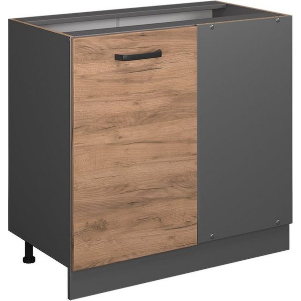 Vicco Eckunterschrank R-Line, Goldkraft Eiche/Anthrazit, 86 cm ohne Arbeitsplatte (1-St)