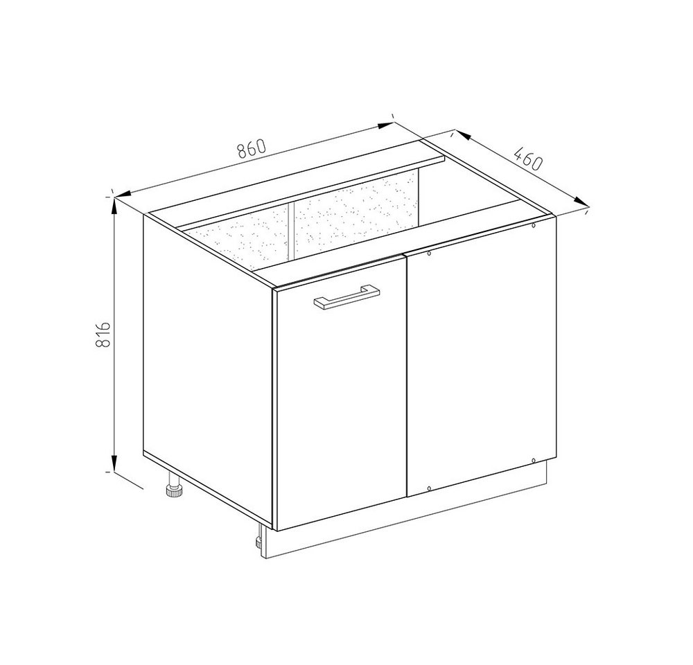 Vicco Eckunterschrank R-Line, Goldkraft Eiche/Anthrazit, 86 cm ohne Arbeitsplatte (1-St) – Bild 2 von 5