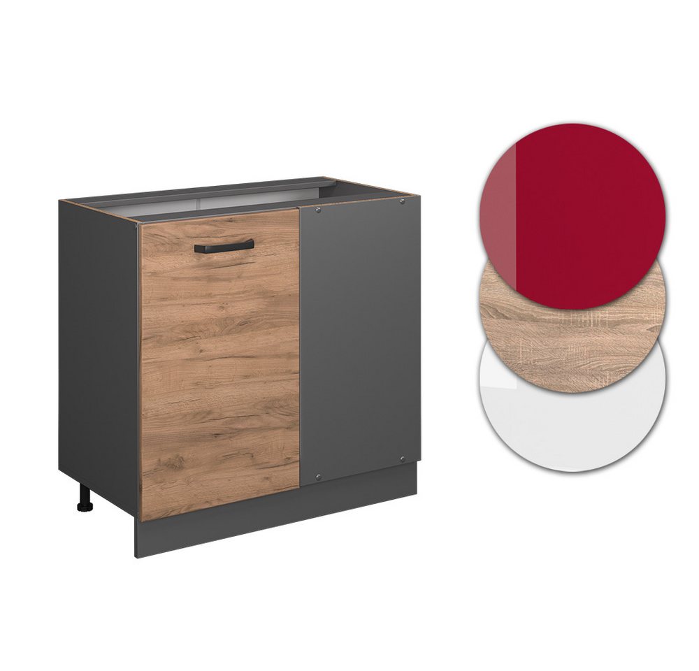 Vicco Eckunterschrank R-Line, Goldkraft Eiche/Anthrazit, 86 cm ohne Arbeitsplatte (1-St) – Bild 5 von 5