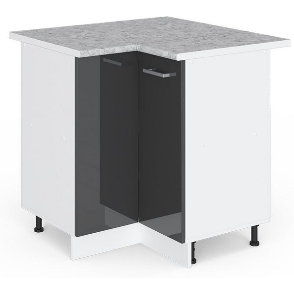Vicco Eckunterschrank R-Line, Anthrazit Hochglanz/Weiß, 75.6 cm, AP Marmor (1-St)