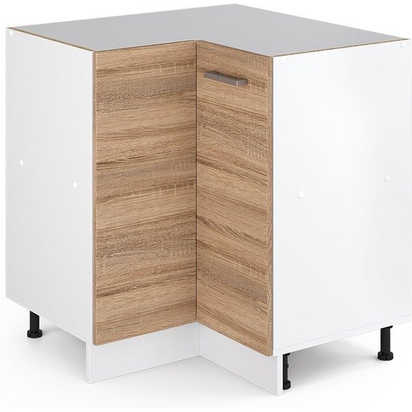 Vicco Eckunterschrank R-Line, Sonoma/Weiß, 75.6 cm ohne Arbeitsplatte (1-St)