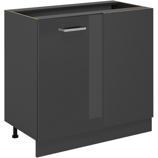 Vicco Eckunterschrank R-Line, Anthrazit Hochglanz/Anthrazit, 86 cm ohne Arbeitsplatte (1-St)