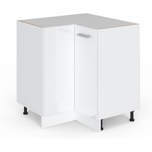 Vicco Eckunterschrank R-Line, Weiß Hochglanz/Weiß, 75.6 cm ohne Arbeitsplatte (1-St)