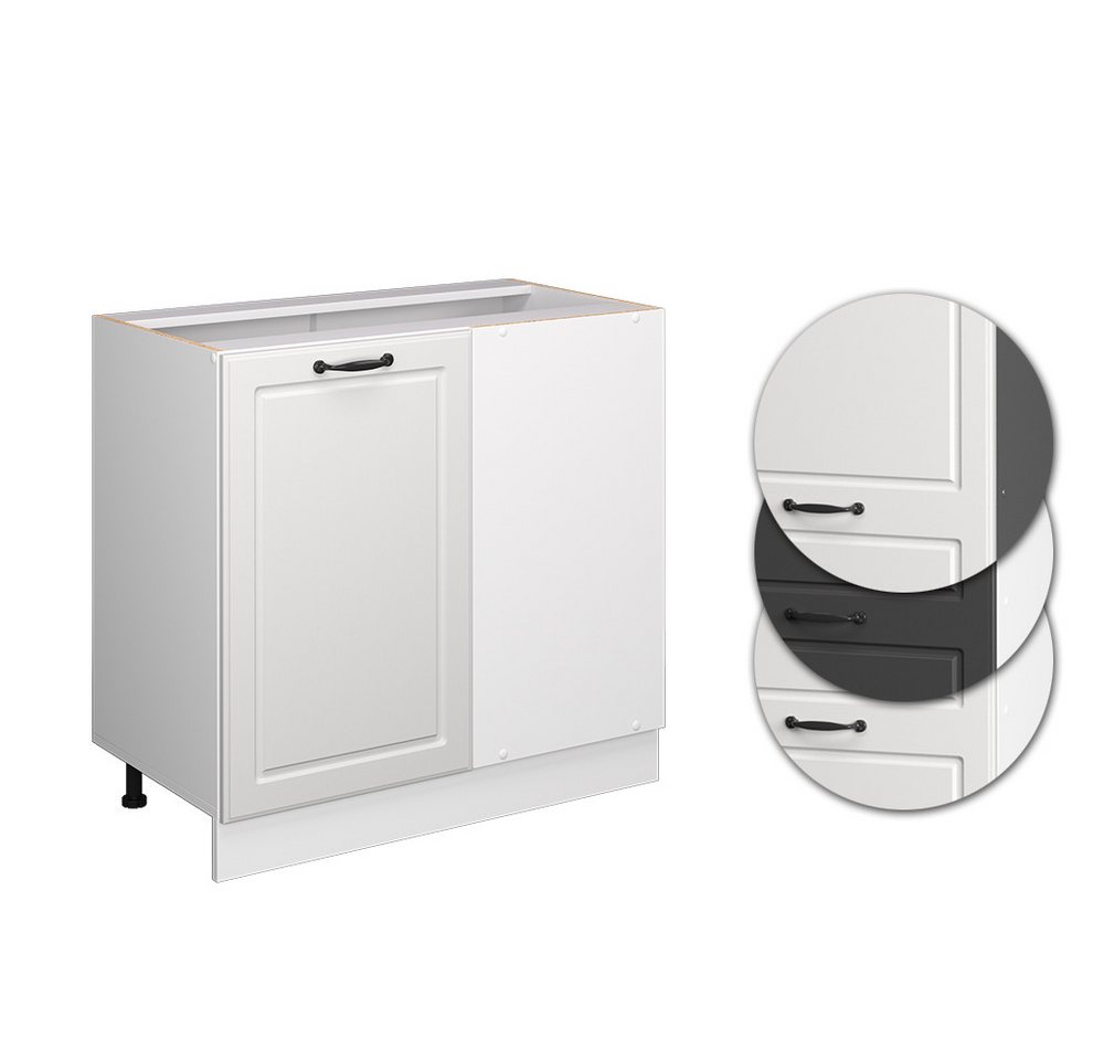 Vicco Eckunterschrank R-Line, Weiß Landhaus/Weiß, 86 cm ohne Arbeitsplatte (1-St) – Bild 5 von 5