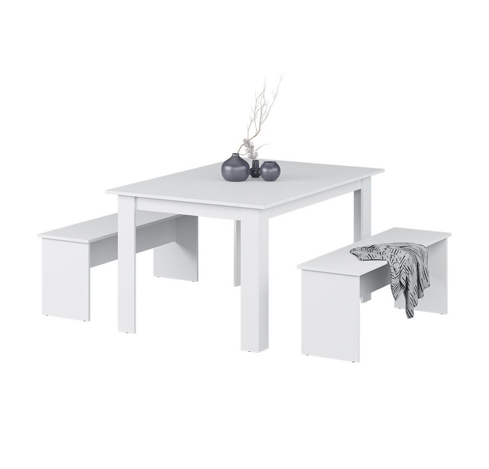 Vicco Essgruppe Sentio, Weiß, 137.6 x 92.8 cm mit 2 Bänken, (Set, 3-tlg., 3-er Set), platzsparend – Bild 5 von 5