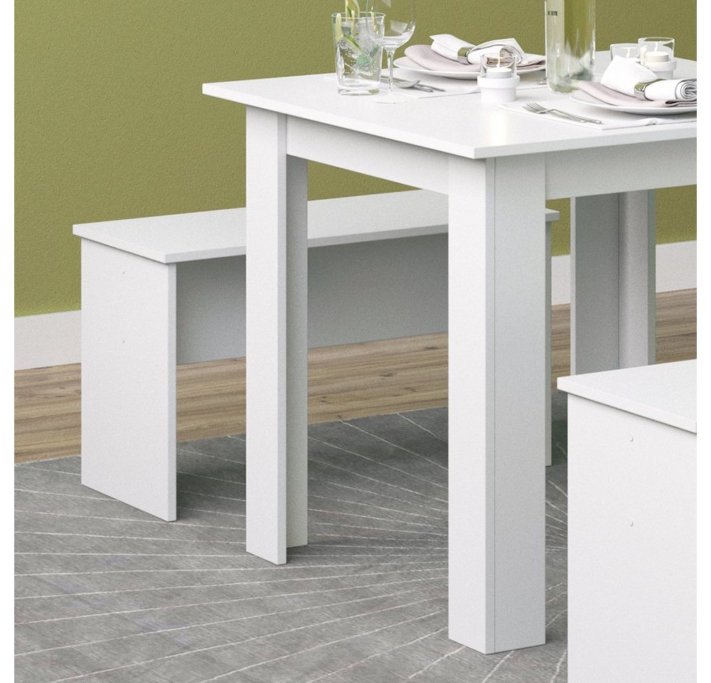 Vicco Essgruppe Sentio, Weiß, 80 x 80 cm mit 2 Bänken, (Set, 3-tlg., 3-er Set), platzsparend – Bild 5 von 5