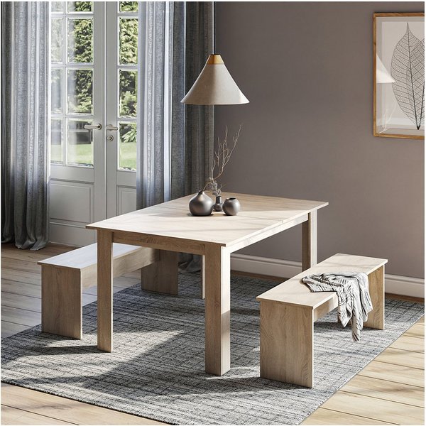 Vicco Essgruppe Sentio, Sonoma, 137.6 x 92.8 cm mit 2 Bänken, (Set, 3-tlg., 3-er Set), platzsparend