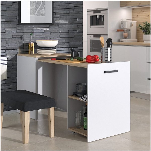 Vicco Esstisch Adam, Greige/Artisan-Eiche, 50.4 x 60 cm ausziehbar (1-St)