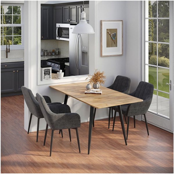 Vicco Esstisch Beaver, Goldkraft Eiche/Schwarz, 120-160 x 80 cm ausziehbar (1-St)
