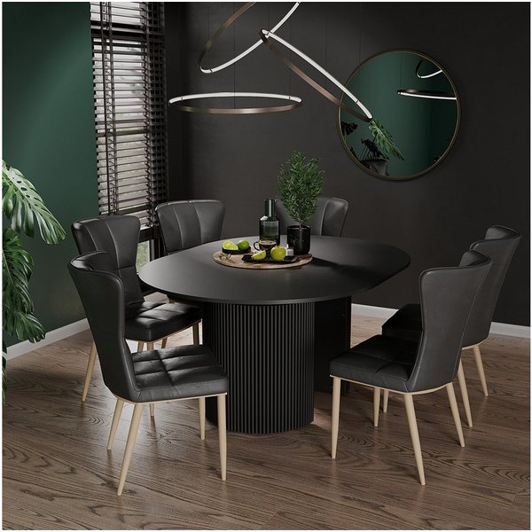 Vicco Esstisch Calero, Schwarz, 120-200 x 60 cm ausziehbar (1-St)